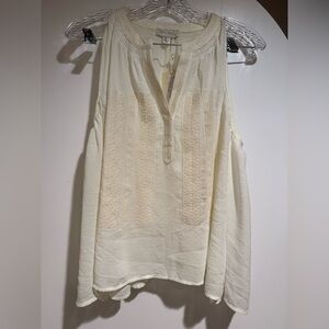 See U Soon Boho Cream Sleeveless Blouse, Size S